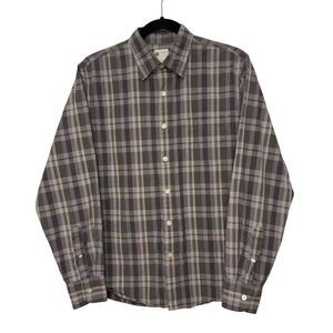 J Crew Mens Button Up Plaid Long Sleeve Shirt Gray Medium Casual Washed